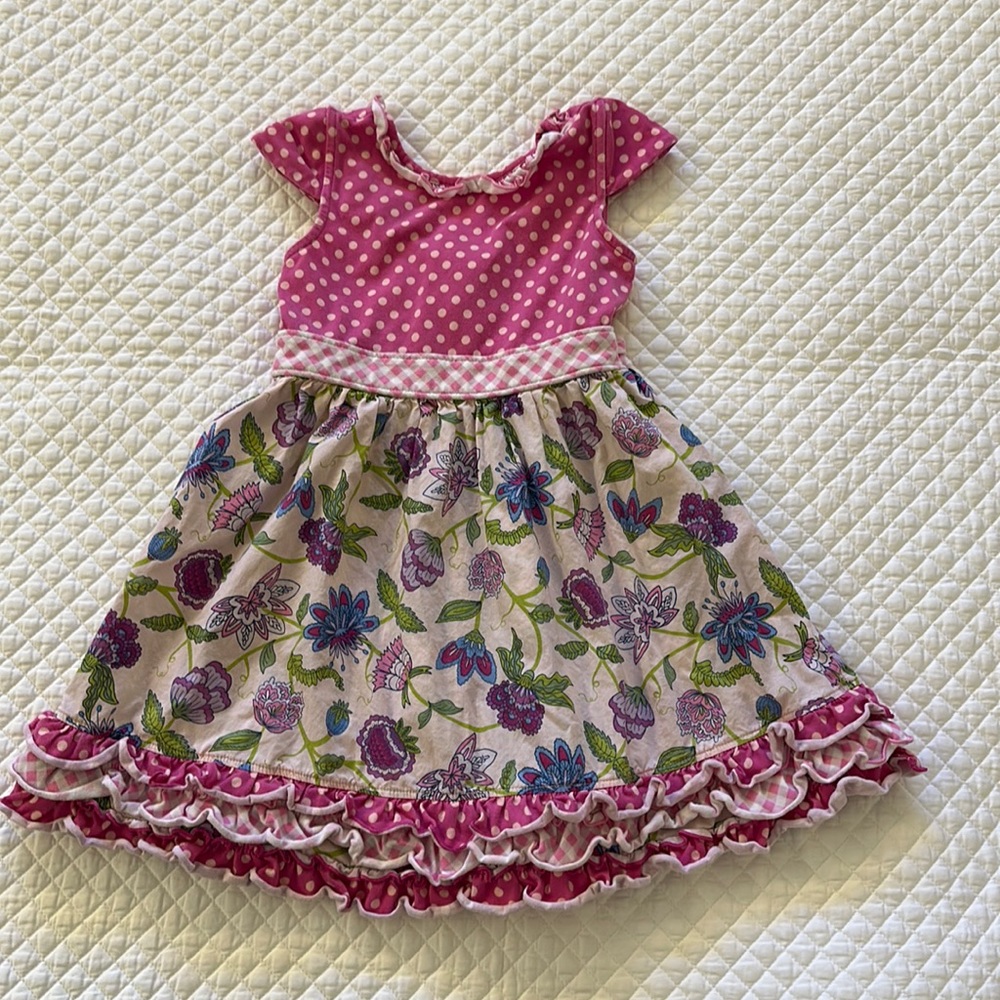 Matilda Jane Pink Brilliant Daydream Dot Dot Dot Dress Size 6 floral - Picture 2 of 4